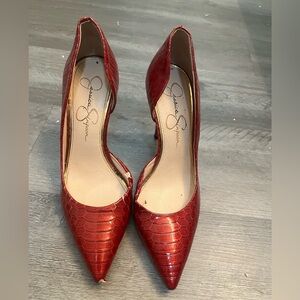 Jessica Simpson Red Croc-Embossed Women's Heels